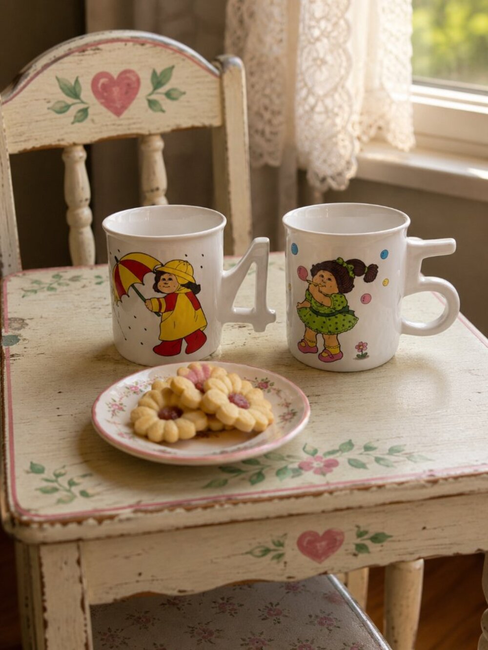 Vintage 1985 Cabbage Patch Kids Number Mugs 4 & 5 Set of 2 Japan NOS
